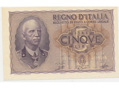 1940 Vittorio Emanuele III° - 5 Lire Imperiale - Firme Grassi-Porena-Cossu - Condizioni : STP