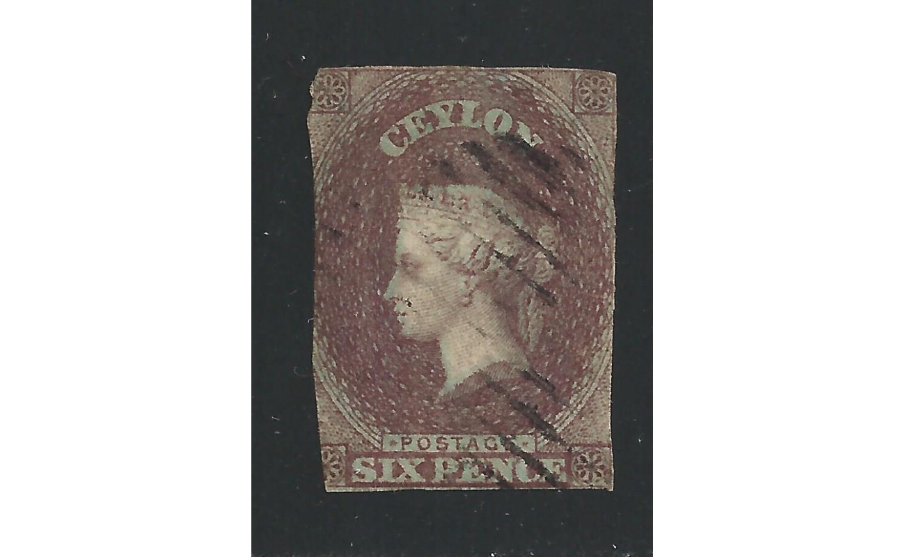 1857 CEYLON - SG n° 1  6d. purple-brown  USED