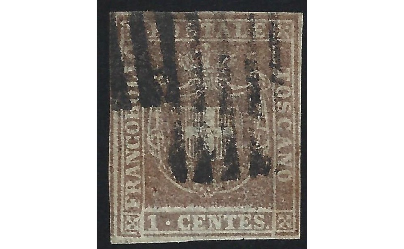1860 TOSCANA, n° 17b 1 cent. bruno lilla USATO
