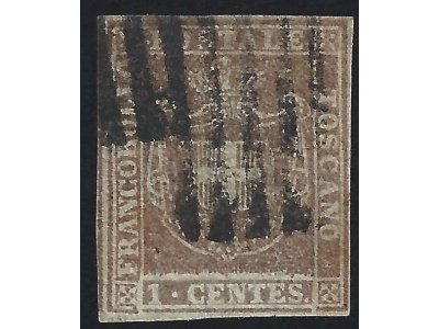 1860 TOSCANA, n° 17b 1 cent. bruno lilla USATO