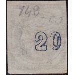 1861-62 Grecia, n° 14Aa 20 lepta azzurro scuro USATO  CIFRE AL VERSO