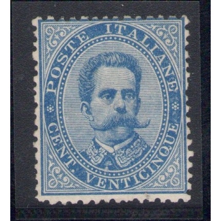 1879 Italia - Regno, n° 40 Umberto I - 25 cent azzurro , MNH** Certificato Raybaudi