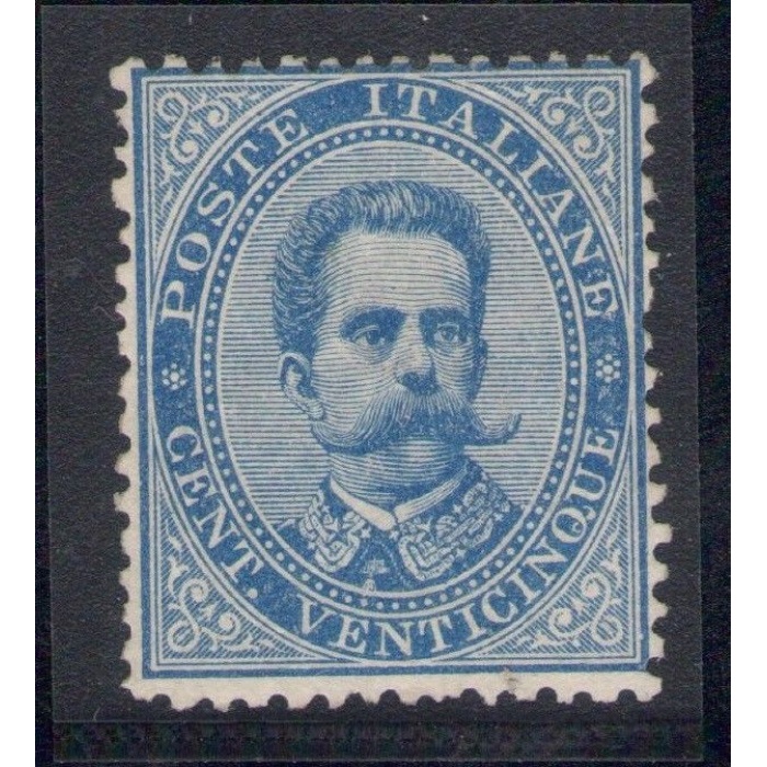 1879 Italia - Regno, n° 40 Umberto I - 25 cent azzurro , MNH** Certificato Raybaudi
