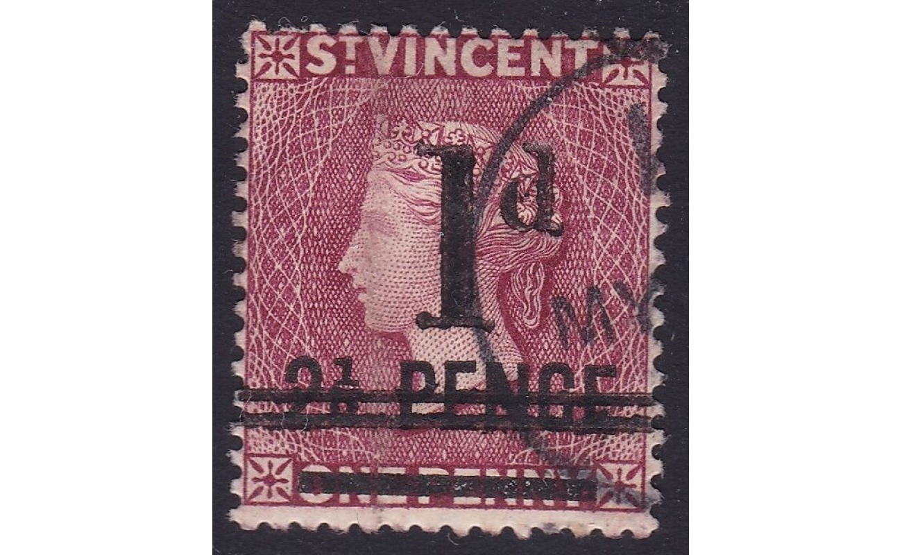 1885 ST. VINCENT - SG n° 46 1d. on 2 1/2 on 1d.  USATO