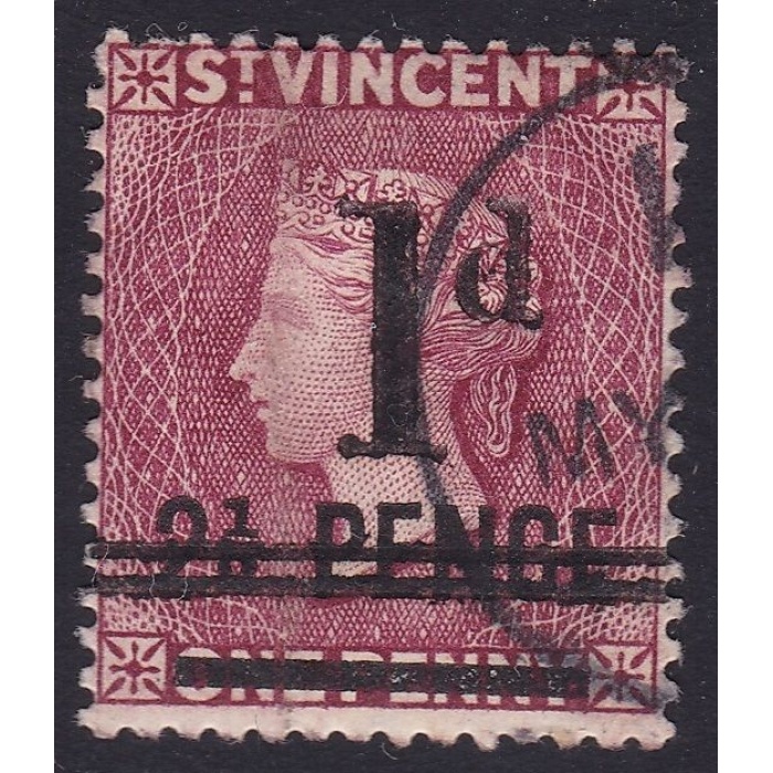 1885 ST. VINCENT - SG n° 46 1d. on 2 1/2 on 1d.  USATO