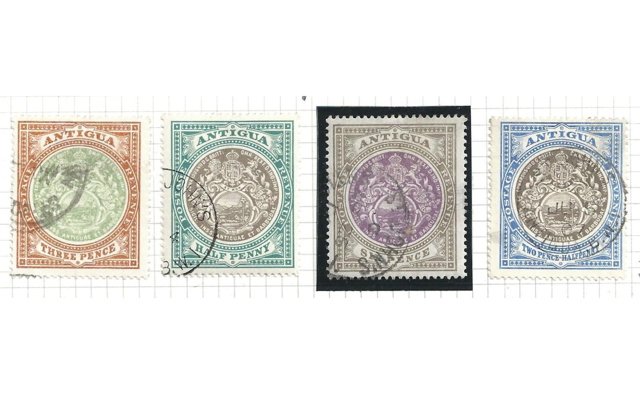 1903-07 ANTIGUA - SG n° 31+34/36  4 valori  USED