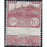 1903 SAN MARINO, n° 36b  Veduta 10 cent. carminio MNH/** VARIETA'