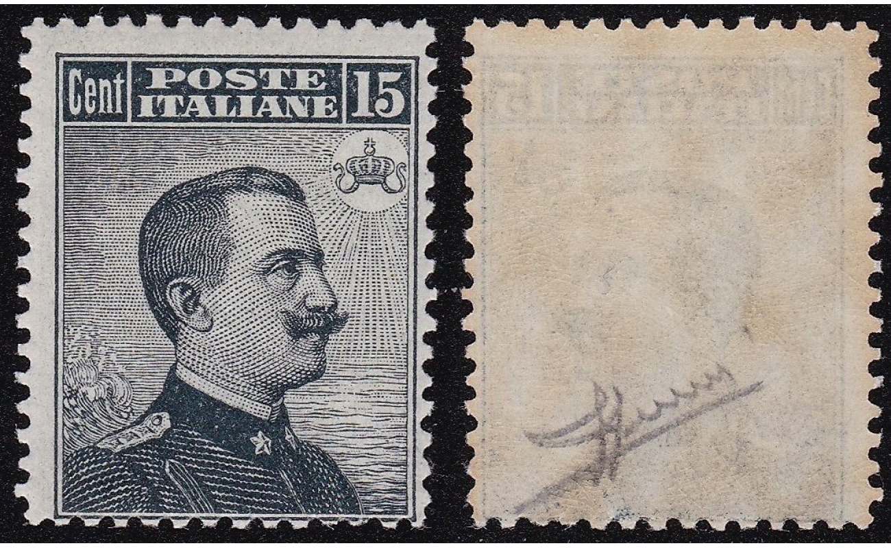 1909 REGNO D'ITALIA,  n. 86 , 15 cent grigio , Michetti stampa tipografica , MNH**  Certificato Sorani