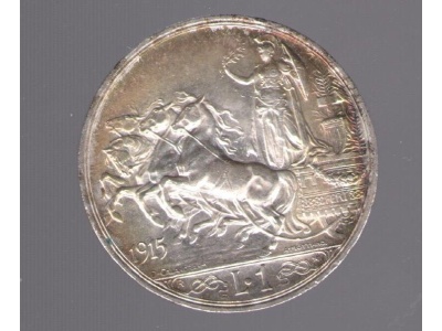 1915 Vittorio Emanuele III 1 Lira Quadriga Briosa SPL+++