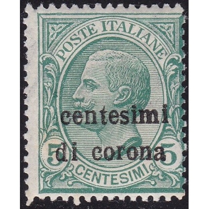 1919 Trento e Trieste, n° 3d 5c. su 5c. verde MNH/**