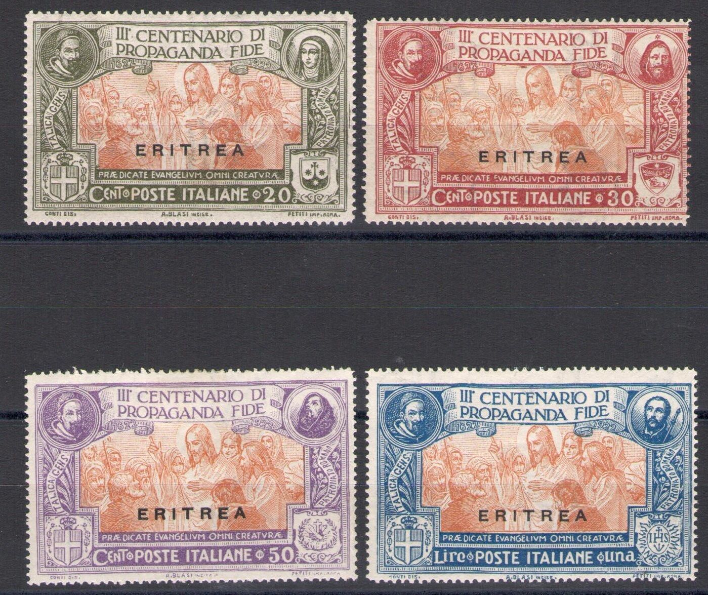 1923 ERITREA, Propaganda Fide 4 val 61/64 MLH/*