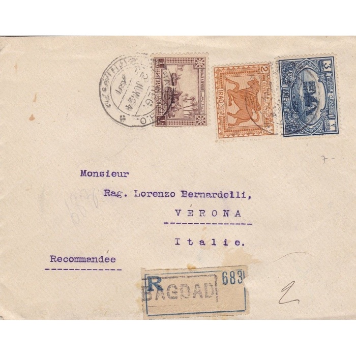 1924 IRAQ - Raccomandata da Bagdad per Verona - Interessante destinazione
