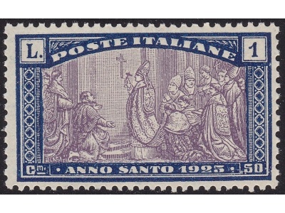 1924 Italia - Regno , Anno Santo , n° 173a  SENZA FILIGRANA  MNH**  RARO Certificato Sorani