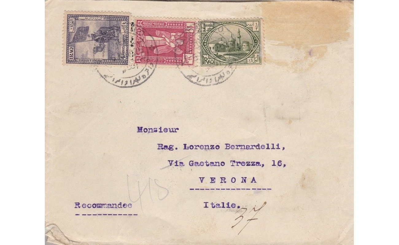 1925 IRAQ - Raccomandata per l'italia