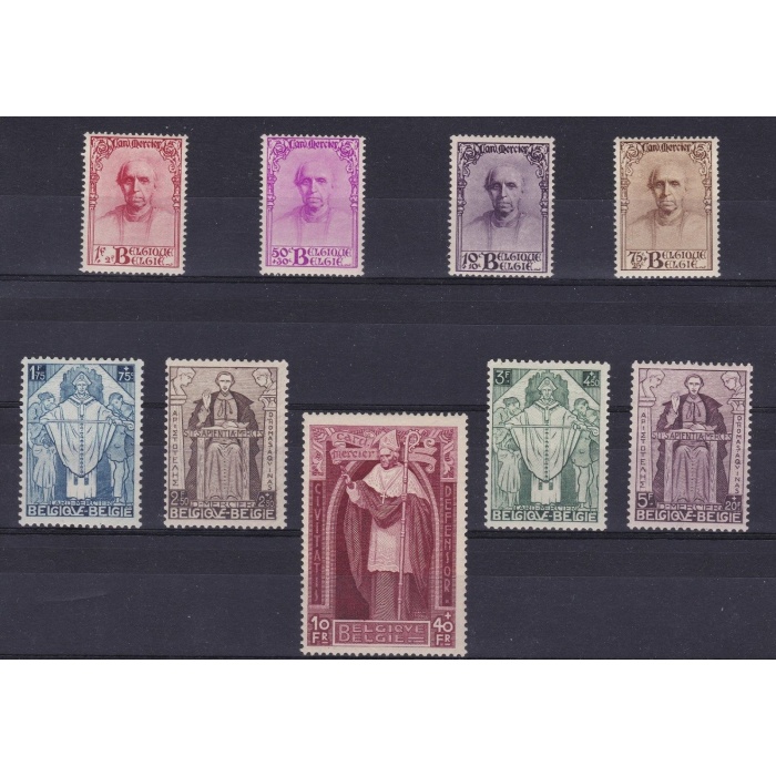 1932 Belgio - n. 342/350 - Cardinal Mercier 9 valori - MNH** - Firma A.Diena