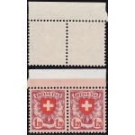 1933-34 SVIZZERA, n° 209b , Carta Patinata Goffrata , Croce e scudo, Coppia , MNH**