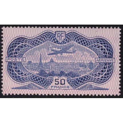 1936 FRANCIA -  Posta Aerea , n° 15 , 50 Franchi , Burelè , Aereo che sorvola Parigi , MNH**