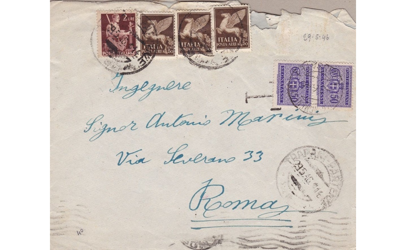 1946  Lettera mista Regno - Democratica tassata per raggiungere l'esatta tariffa
