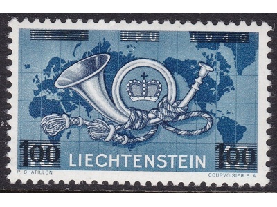 1950 Liechtenstein, n° 250 1f. su 40r. azzurro MNH/**
