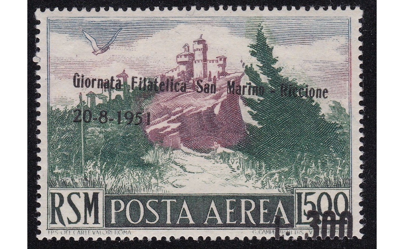 1951 SAN MARINO, Posta Aerea n° 98d MNH/**  Firma Bolaffi/A.Diena/Sorani