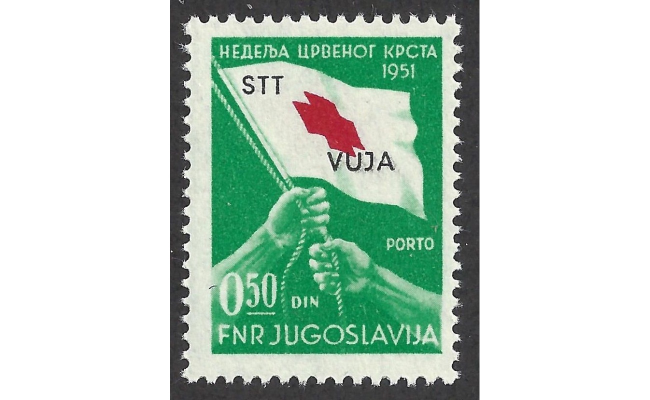 1951 TRIESTE B, n° 40 , Croce Rossa , 0,50 verde e rosso ,  MNH**