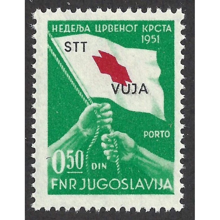 1951 TRIESTE B, n° 40 , Croce Rossa , 0,50 verde e rosso ,  MNH**