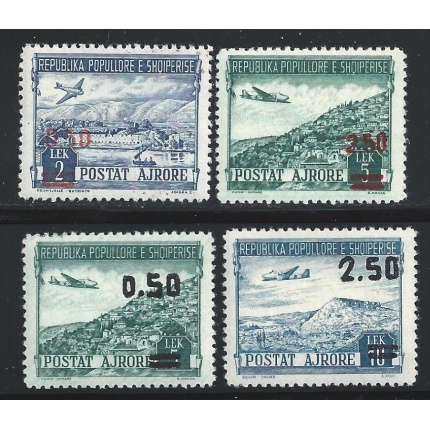 1952-53 ALBANIA - , Posta Aerea  Yvert n. A50-53 - 4 valori , con le due soprastampe in rosso ed in nero,  MLH*