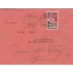 1953 TRIESTE A - n° 177 isolato su lettera viaggiata nei primi giorni d'uso