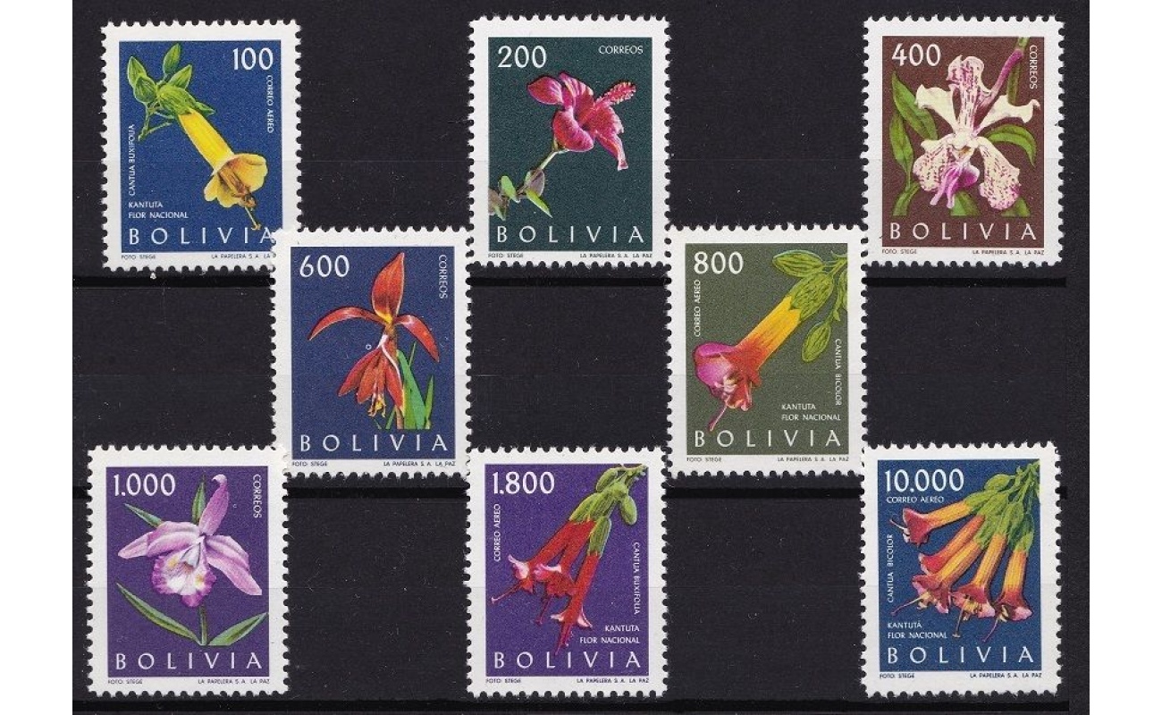 1962 BOLIVIA, Fiori, Flowers, Yvert n° 426/429 + PA  218/221  8 valori MNH/**