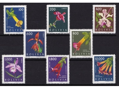 1962 BOLIVIA, Fiori, Flowers, Yvert n° 426/429 + PA  218/221  8 valori MNH/**