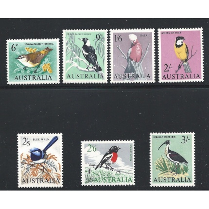 1963-65 AUSTRALIA - Ordinaria Elisabetta, uccelli , Yv. 291/298 7 valori  MNH/**