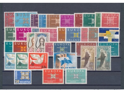 1963 EUROPA CEPT,  annata completa , francobolli nuovi , 19 paesi 36 valori,  MNH**