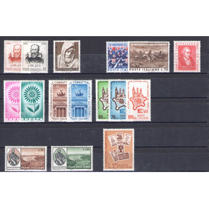 1964 Italia Repubblica, francobolli nuovi, Annata completa 17 valori - MNH**