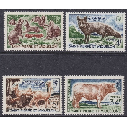 1964 ST. PIERRE ET MIQUELON - Animali, Animaux, Yvert n° 372/375  4 valori  MNH/**