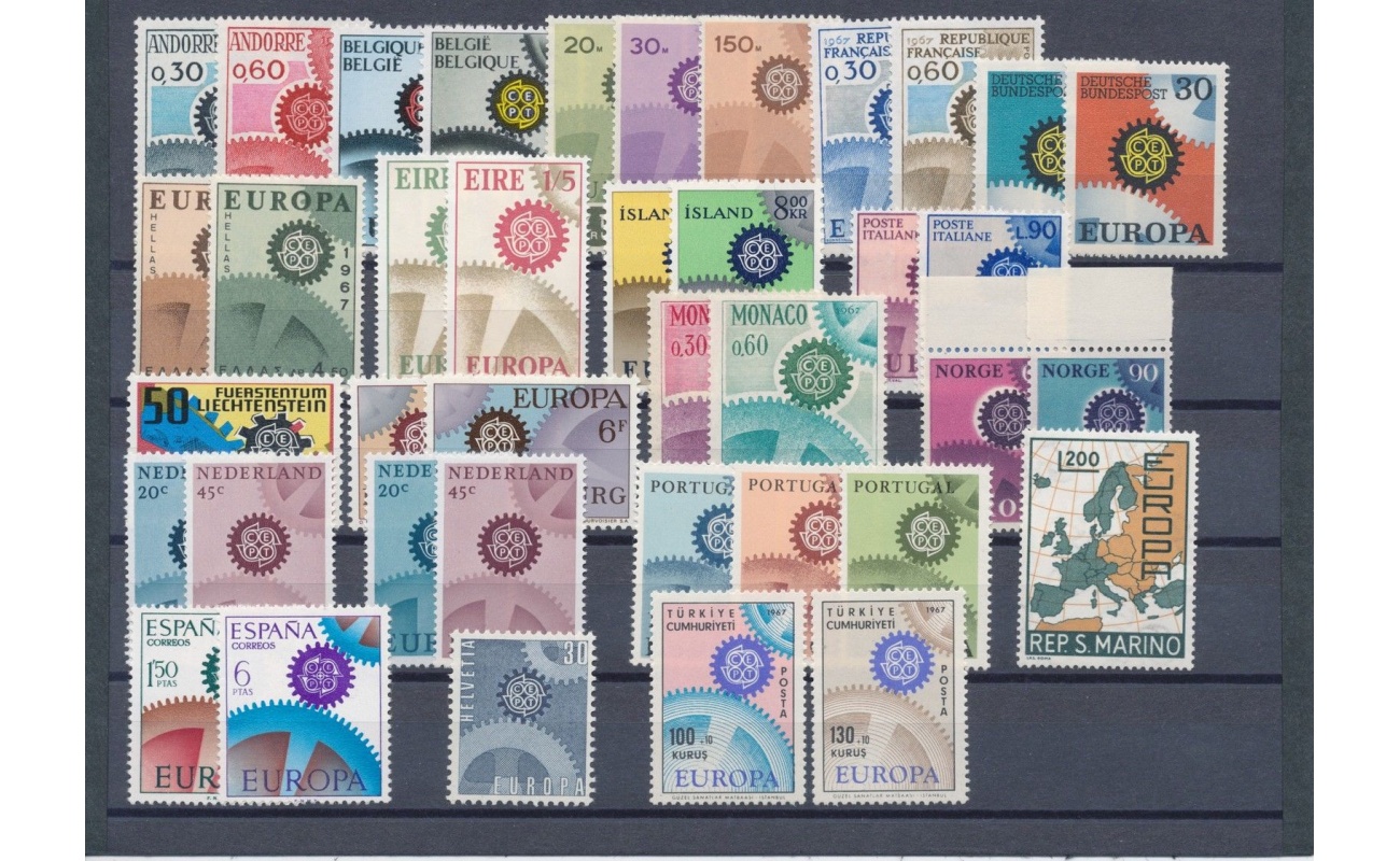 1967 EUROPA CEPT , annata completa , francobolli nuovi , 19 paesi 39 valori , MNH**