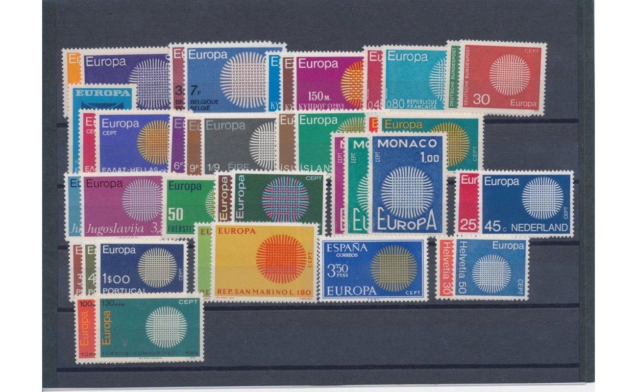 1970 EUROPA CEPT , annata completa , francobolli nuovi , 19 paesi 41 valori MNH**