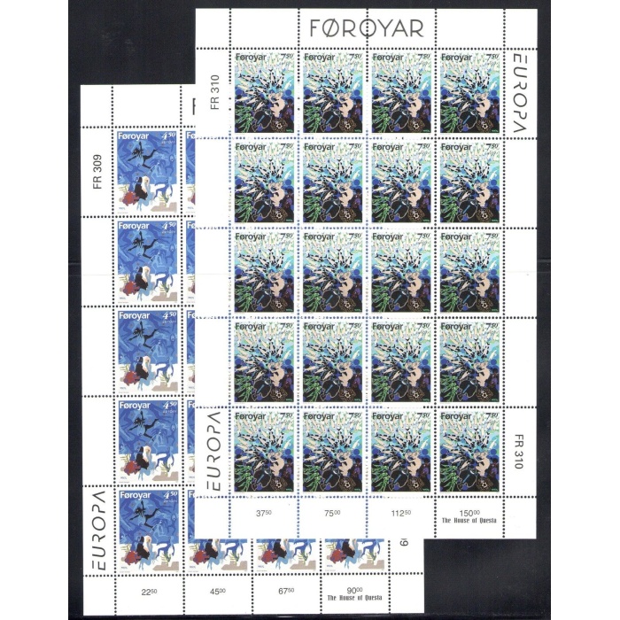 1997 EUROPA CEPT Faroer/Foroyar 2 Minifogli di 20 valori MNH**