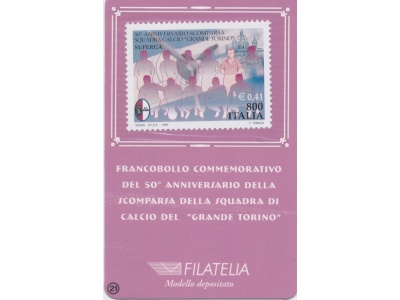 1999 Italia - Repubblica , Tessera Filatelica , Grande Torino,  0,41 €