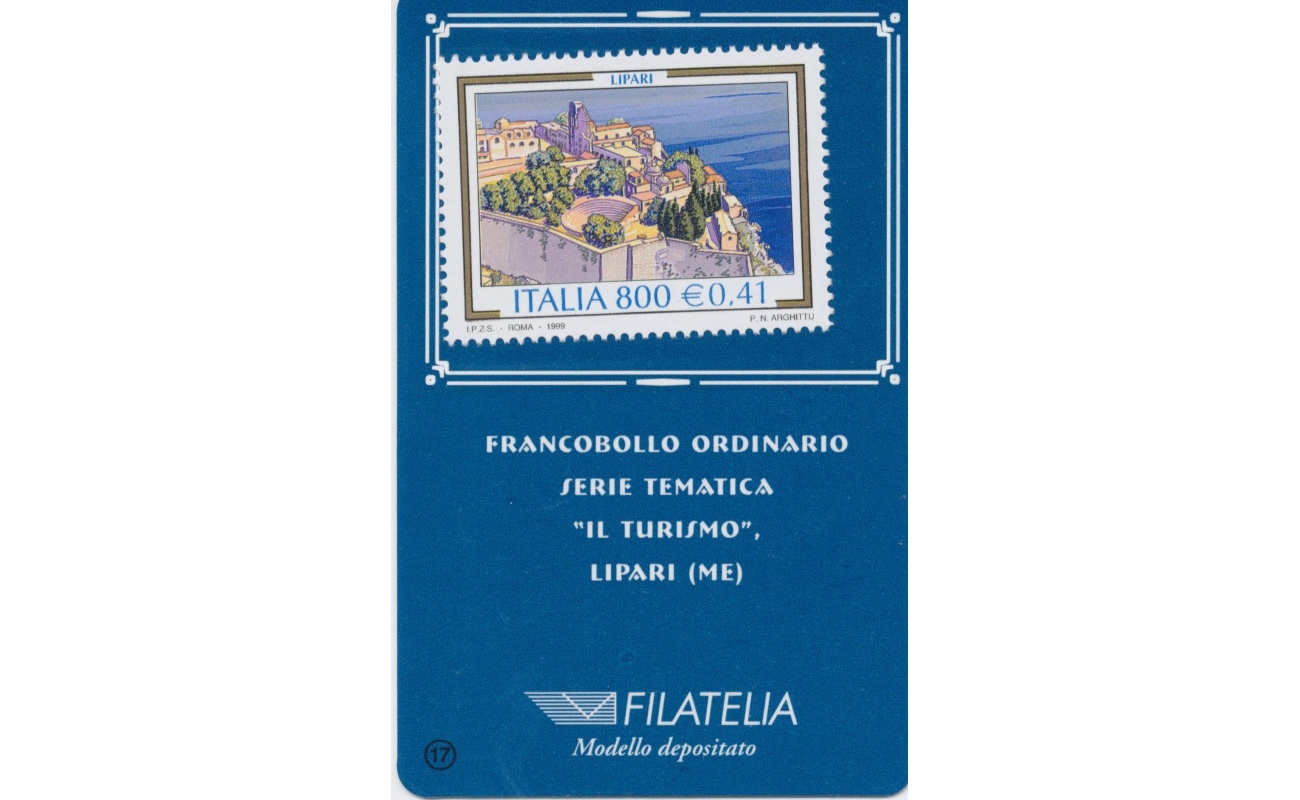 1999 Italia - Repubblica , Tessera Filatelica , Turistica Lipari ,  0,41€