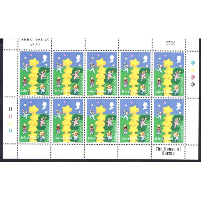 2000 EUROPA CEPT Isola di Man 1 Minifoglio da 10 val "Giovani e Futuro"  MNH**