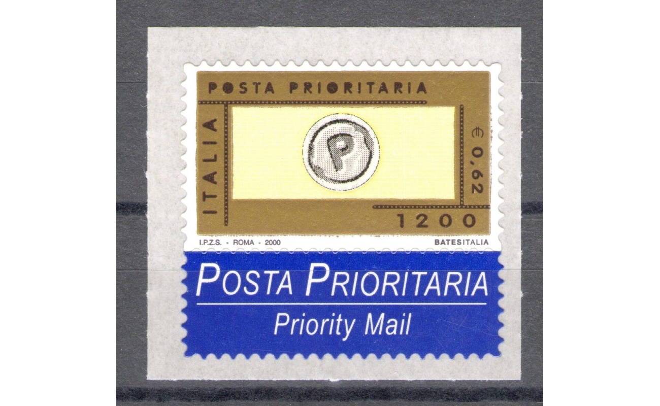 2000 Repubblica Posta Prioritaria 0.62 cent oro nero grigio n° 2484 MNH**