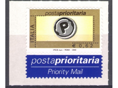 2003 Repubblica Posta Prioritaria 0.62 € giallo oro nero grigio n° 2764 MNH**