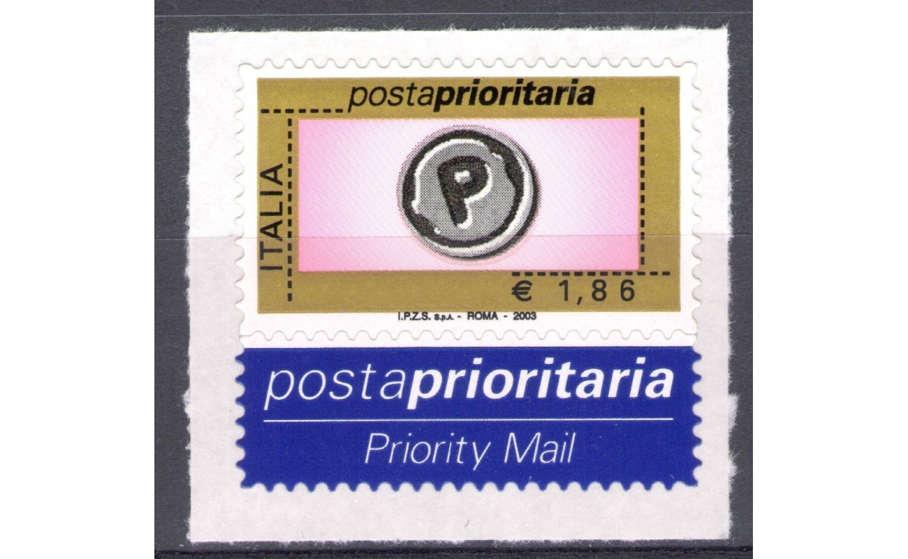 2003 Repubblica Posta Prioritaria 1,86 € rosa oro nero grigio n° 2768 MNH**