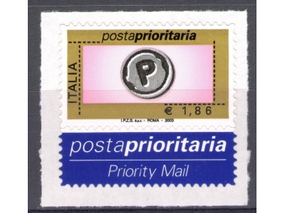 2003 Repubblica Posta Prioritaria 1,86 € rosa oro nero grigio n° 2768 MNH**