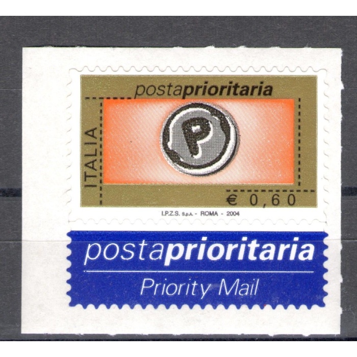 2004 Repubblica Posta Prioritaria 0,60 € arancio oro nero grigio n° 2770A MNH**