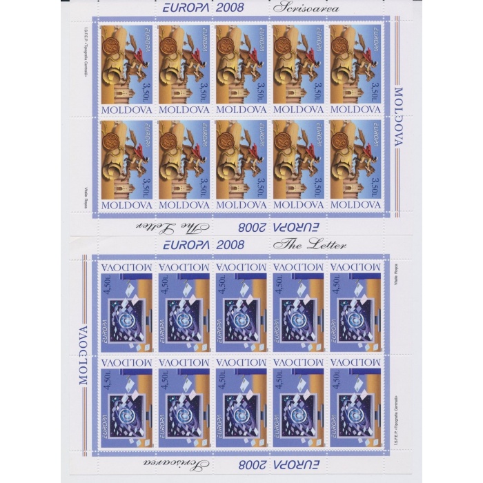 2008 EUROPA CEPT Moldavia, Moldova 2 Minifogli , La Lettera ,  MNH**