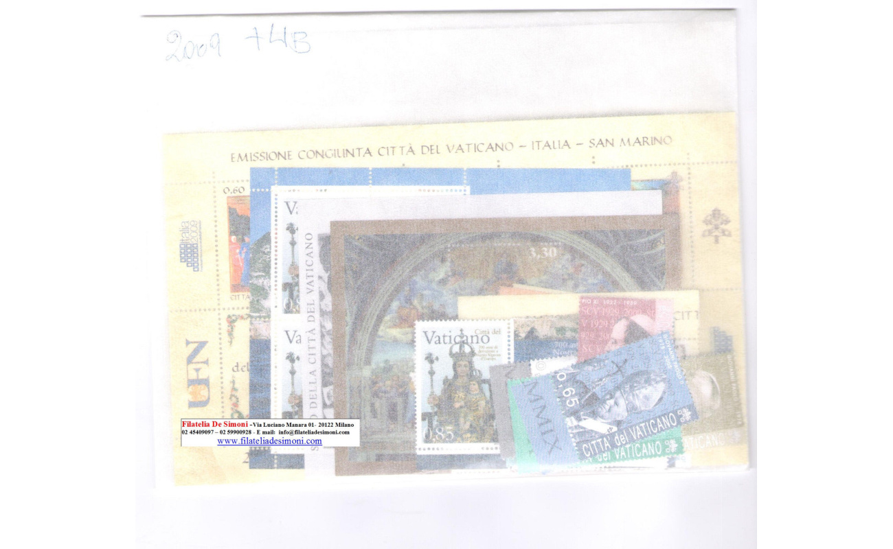2009 Vaticano, francobolli nuovi,  Annata completa 30 valori + 4 Foglietti + 2 Libretti - MNH**